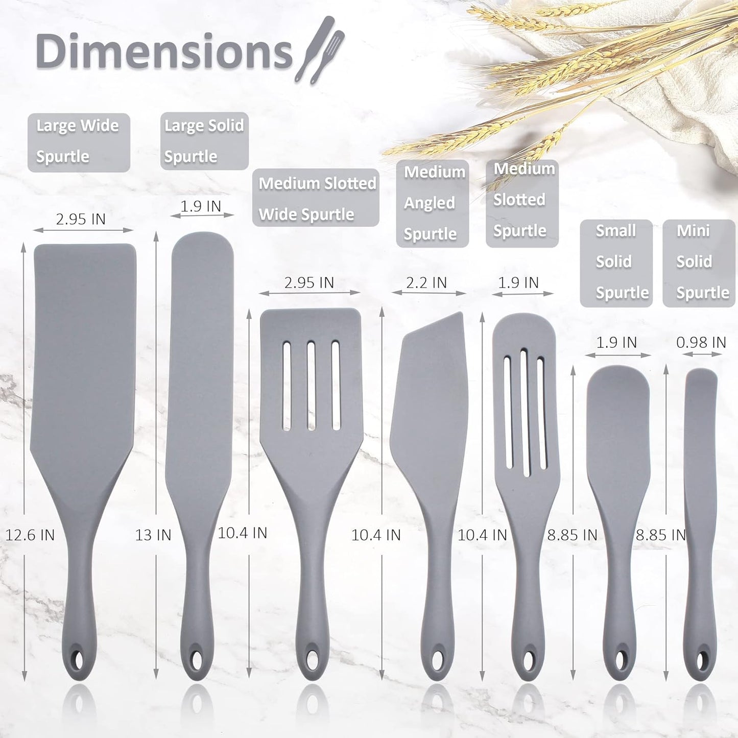 Tongjude Silicone Spurtle Set, Silicone Spatula Set, Heat Resistant Cooking Utensil for Nonstick Cookware, Serving，Baking, Whisking, Smashing, Scooping, Spreading, 4 Piece