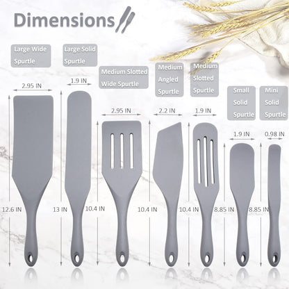 Tongjude Silicone Spurtle Set, Silicone Spatula Set, Heat Resistant Cooking Utensil for Nonstick Cookware, Serving，Baking, Whisking, Smashing, Scooping, Spreading, 4 Piece