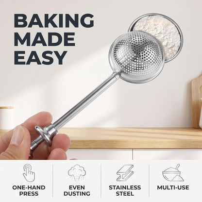 Silver 304 Stainless Steel Flour Powder Filter Spoon, Baker Dusting Wand For Sugar Flour Spices, Flour Sugar Powder Spoon Kitchen Tools, Baking Sifters Baking Tools and Accessories, Baking Sifters