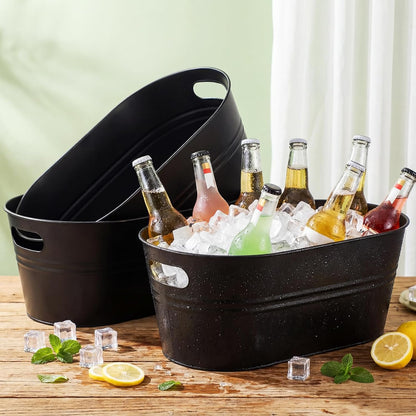 Shimeyao 12 Pcs Galvanized Tub 3 Gallon Metal Ice Buckets for Parties Beverage Tub Large Drink Beer Wine Bucket with Handles Champagne Cocktails Cooling for Parties Mimosa Bar Supplies (White)