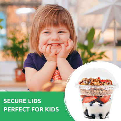 Aatriet 12 oz Clear Plastic Parfait Cups with Insert 3.25oz & Dome Lids No Hole - (20 Sets) Yogurt Fruit Parfait Cups, for Dips and Veggies, Take Away Breakfast and Snacks. No Leaking