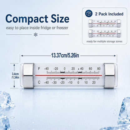 2 Pack Fridge Refrigerator Freezer Thermometer for Kitchen,Restaurant