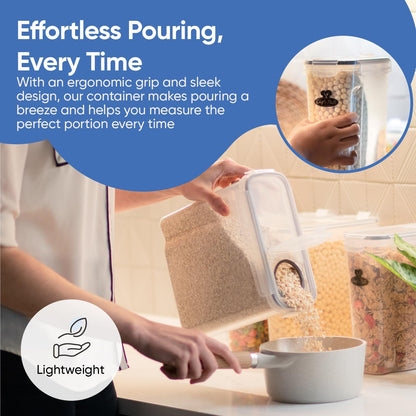 Chef's Path Airtight Food Storage Containers - Pack of 4 (4L/135.3oz) - MULTISPOUT Design for Kitchen & Pantry - BPA-Free Cereal Containers with Bigger Spout Mouth for Easy Pouring