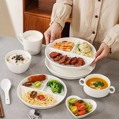 LRUUIDDE (5 Pack) Portion Control Plate for Balanced Eating, 9" Unbreakable Divided Plates,3 Compartment Plates, Reusable Plastic Plates, BPA Free for Adults