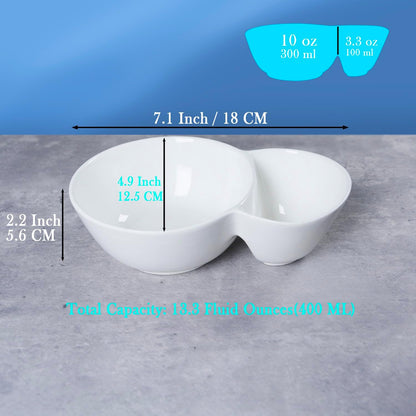 4 Pieces Chip and Dip Serving Set Ceramic Divided Serving Trays Platters Chip and Dip Bowl Compartment Cheese Ball Serving Dish Dumpling Plate for Party Appetizers Snacks Veggies, 7.1 Inch