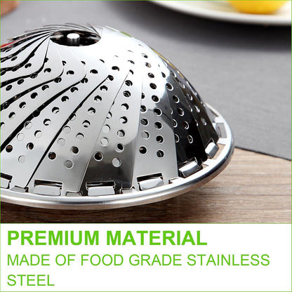 Vegetable Steamer Basket for Cooking 304 Stainless Steel Veggie Food Steamer Basket, Folding Expandable Steamers to Fit Various Size Pot (5.9" to 10")