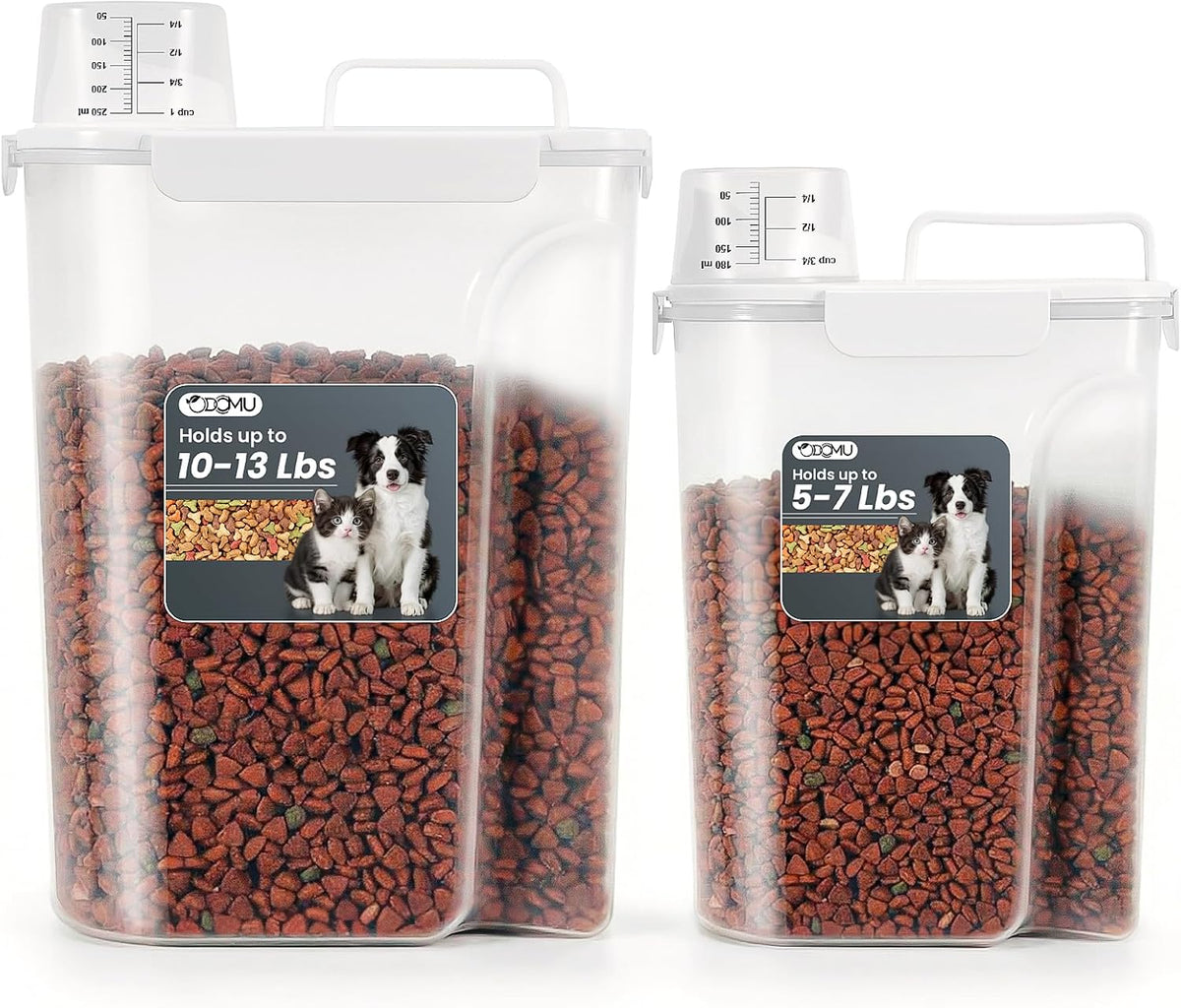 Dog Cat Food Storage Container, Pet Food Pourable Container Airtight with Large Spout & Cup, BPA-Free Plastic Food Dispenser for Pet Food, Bird Seed, Rice, Flour (Dark Gray, 2.5L)