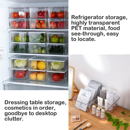 1 Pack Storage Organizer Bins, Plastic Bins Desk Organizer Containers with 4 Slots for Pantry, Kitchen, Fridge, Cabinet Packets, Snacks, Shelves, Pouches, Spice Packets