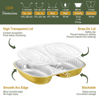 Oval Aluminum Foil Takeout Containers with Lids (5 Pack) – 2X Thicker Heavy Duty Black Food To-Go Trays for Restaurants, Delivery, Meal Prep & Food Service, 25oz