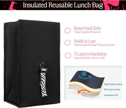 SUNNY BIRD Insulated Lunch Bag Pink Lunch Box Small Cooler Bag for Women, Girls, Adults and Teens (Pink)