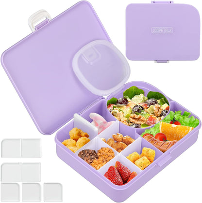 JOOPETALK Kids Snackle Lunch Box with Leak-Proof Snack Container, 8 Compartments with Detachable Dividers, BPA-Free, Dishwasher Safe – Bento Box for School & Travel(Blue)