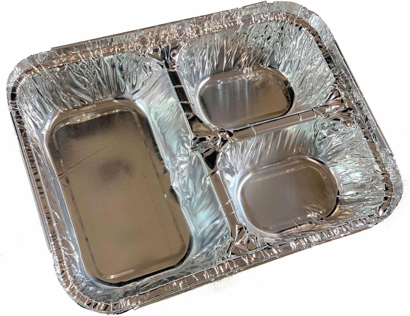 DCS Deals Disposable Aluminum Dinner Tray with Paper Lids – 3 Compartment Foil Pan – Perfect for On the Go Lunches, Leftovers, TV Plate or Takeout Convenient Airline Food Tray (25)