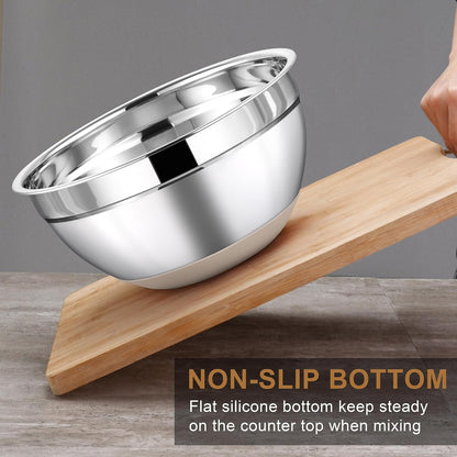 LIANYU Stainless Steel Mixing Bowls Sets of 6, Large 7, 3.5, 2.5, 2, 1.5, 1QT Size with Transparent Airtight Lids, Metal Nesting Serving Bowl Sets for Home Kitchen, Dishwasher & Freezer Safe, Black