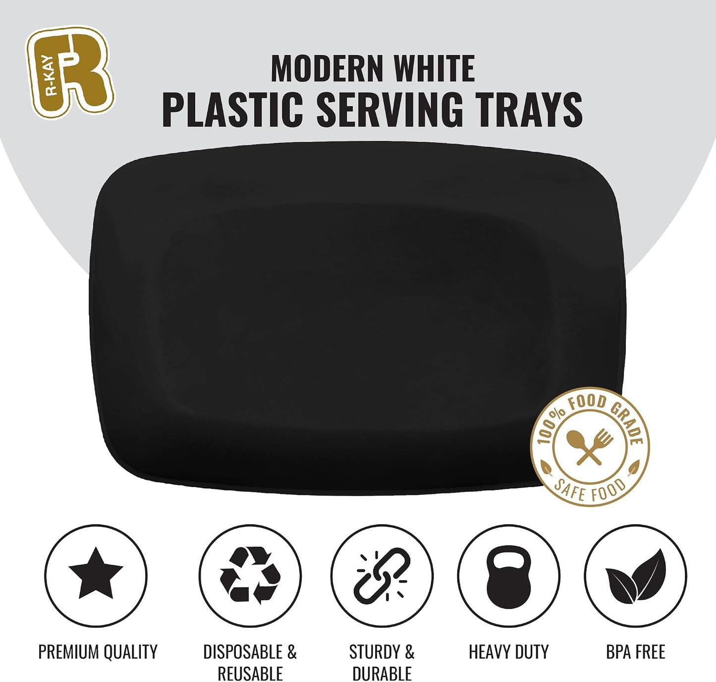 R-kay 6 Pack Clear Plastic Serving Trays For Party, 12.75 x 8.25 In - Heavy Duty Plastic Trays For Food - Rectangular Platters