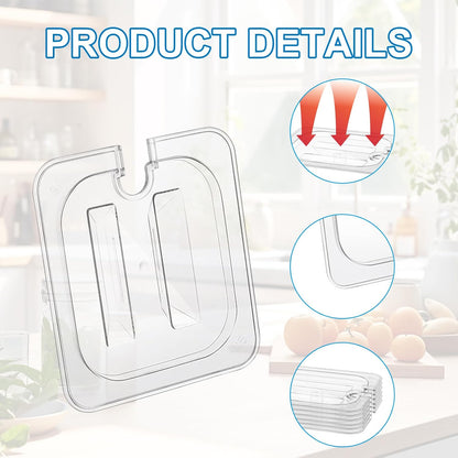 12 Pcs Clear Plastic Table Pan Lid, 1/6 Size Polycarbonate Lids