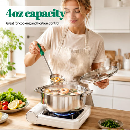 2PCS Portion Control Serving Spoons Set, Restaurant Measuring Serving Ladle Utensils, Portion Scoops for Food, Portions Control Slotted and Unslotted Scoops for Measuring Servings Ladle Utensils