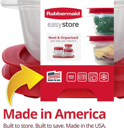 Rubbermaid EasyStore Large Containers, 18-Piece Set, Food Storage Containers with Lids