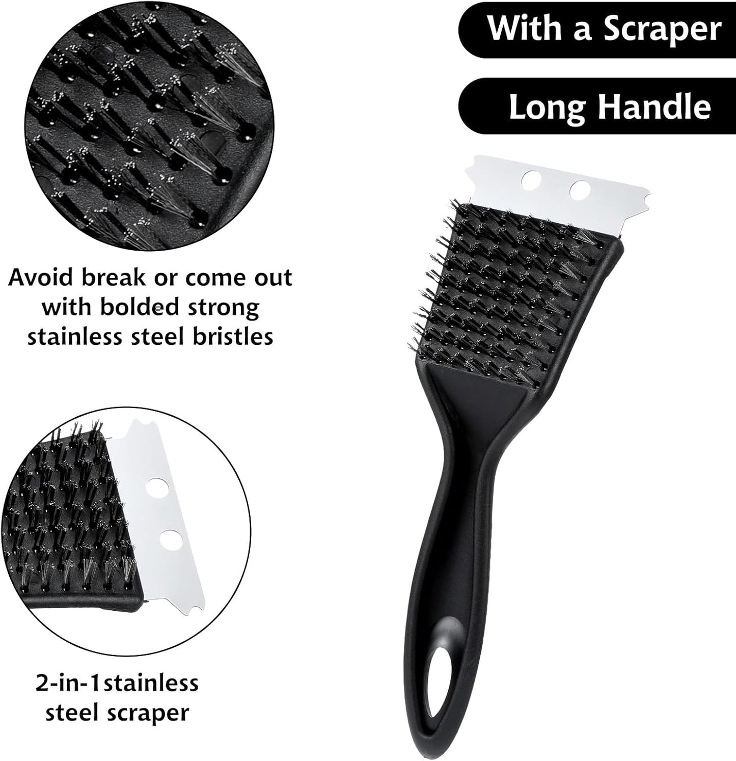 9 Pieces Grill Brush and Scraper Stainless Steel Wire Grill Brush Extra Strong BBQ Cleaner Accessories Heavy Duty Barbecue Grill Cleaning Brush Cleaner (8 Inch)