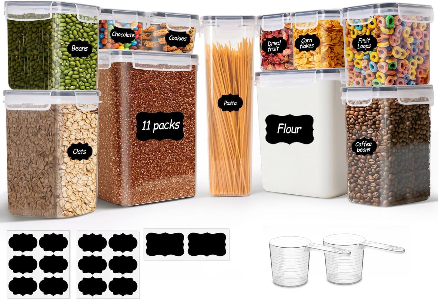 ComSaf Rice Container Set of 2(9.5L/10Qt), Large Airtight Food Storage Containers with Lid and Rice Washer, Plastic Canisters Sets for The Kitchen, Pantry Organizers for Flour, Cereal and Cooking