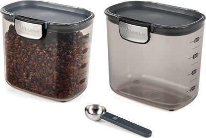 Progressive International ProKeeper+ Clear Plastic Airtight Food Baker's Kitchen Storage Organization Container Canister Set with Magnetic Accessories, 2- Piece Set (Grain 2.5-Quart)