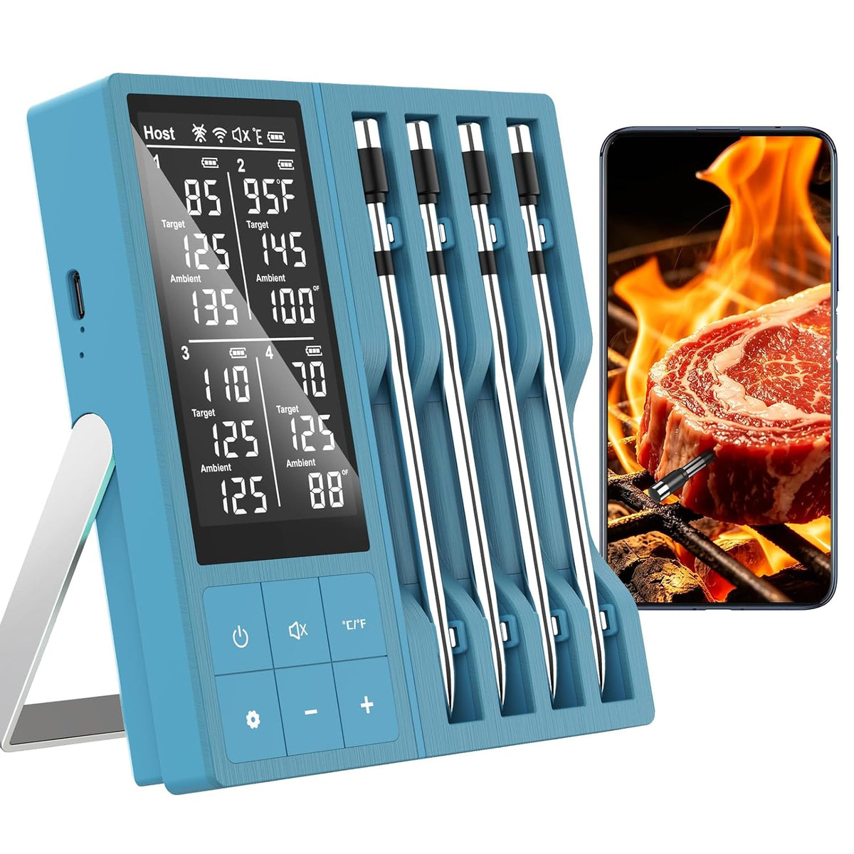 800FT Wireless Meat Thermometer Digital for Grill Smoker BBQ