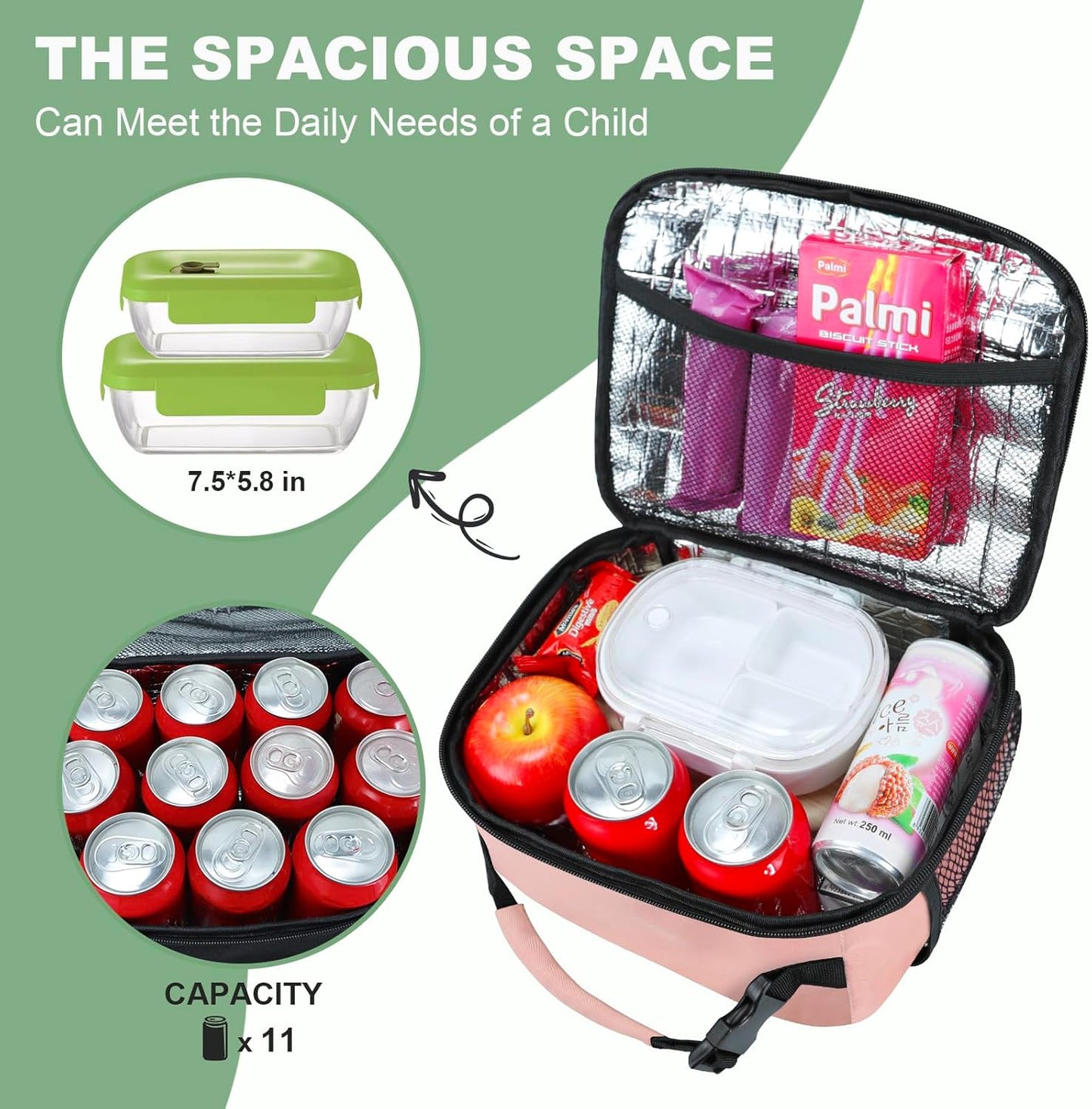 Kids Lunch Box for Boys Girls Lunch Bag Insulated Durable Lunchbox Children Lunch Tote Bag for School Black
