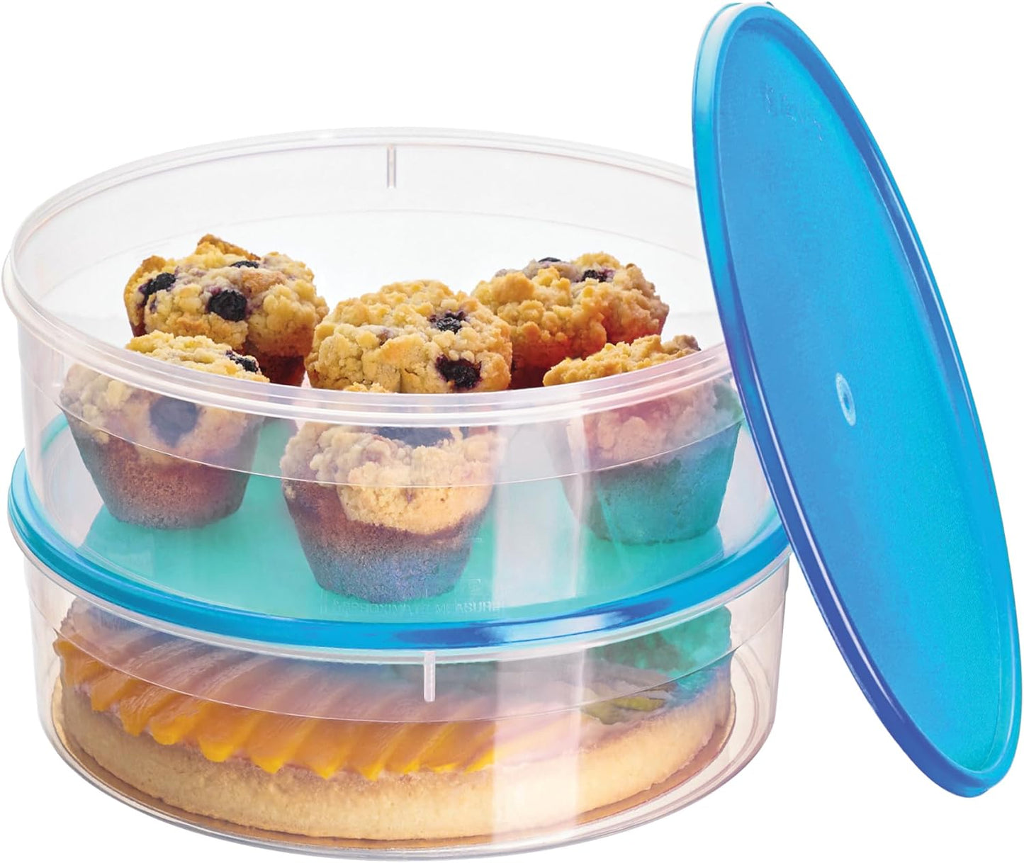 2 Pack Pie Carrier Cake Storage Container with Lid | 10.5" Large Round Plastic Cupcake Cheesecake Muffin Flan Cookie Tortilla Holder Storage Containers Airtight | Pie Keeper Transport Container