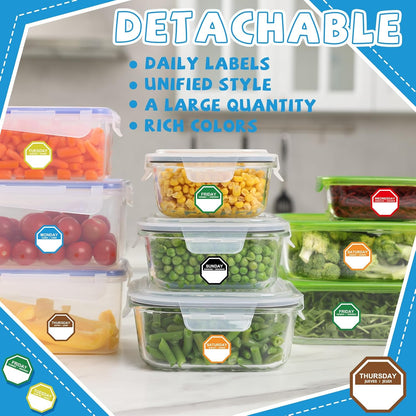 Sayglossy 7000 Pcs Day of Week Label Food Label Monday Through Sunday Management Inventory Sticker Removable Weekly Self Adhesive Date Dot Sticker for Restaurant Kitchen Container (Square)