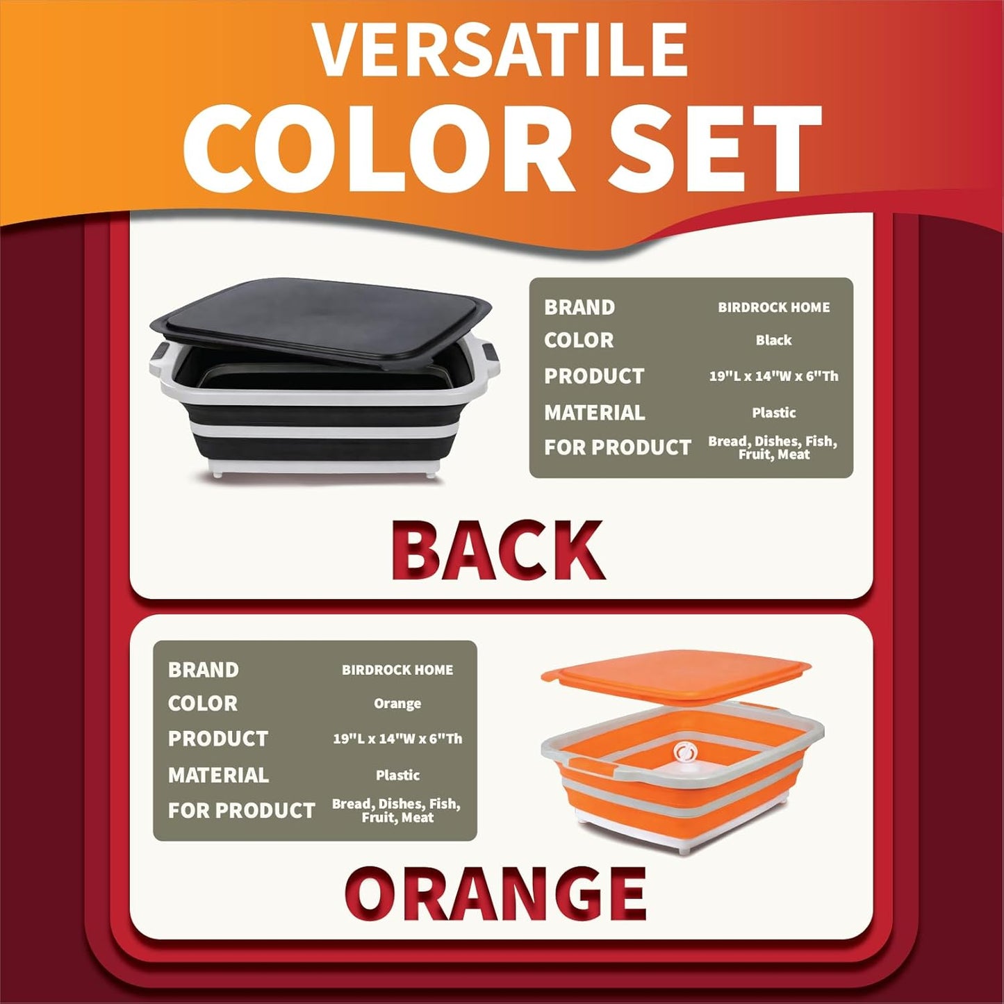 All-in-One Collapsible BBQ Prep Tub - Marinating Station & Food Storage with Built-in Cutting Board & Airtight Lid - Perfect for Grilling, Camping & Kitchen Organization (Gray)