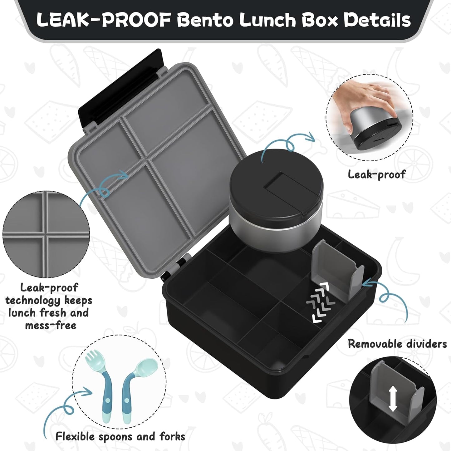 Aimsnk Kids Bento Lunch Box with 8oz Soup Thermo, Kids Leakproof Lunch Food Containers with 4 Compartment,Insulated Hot Food Jar with Lunch Bag for School, Travel (Pink)