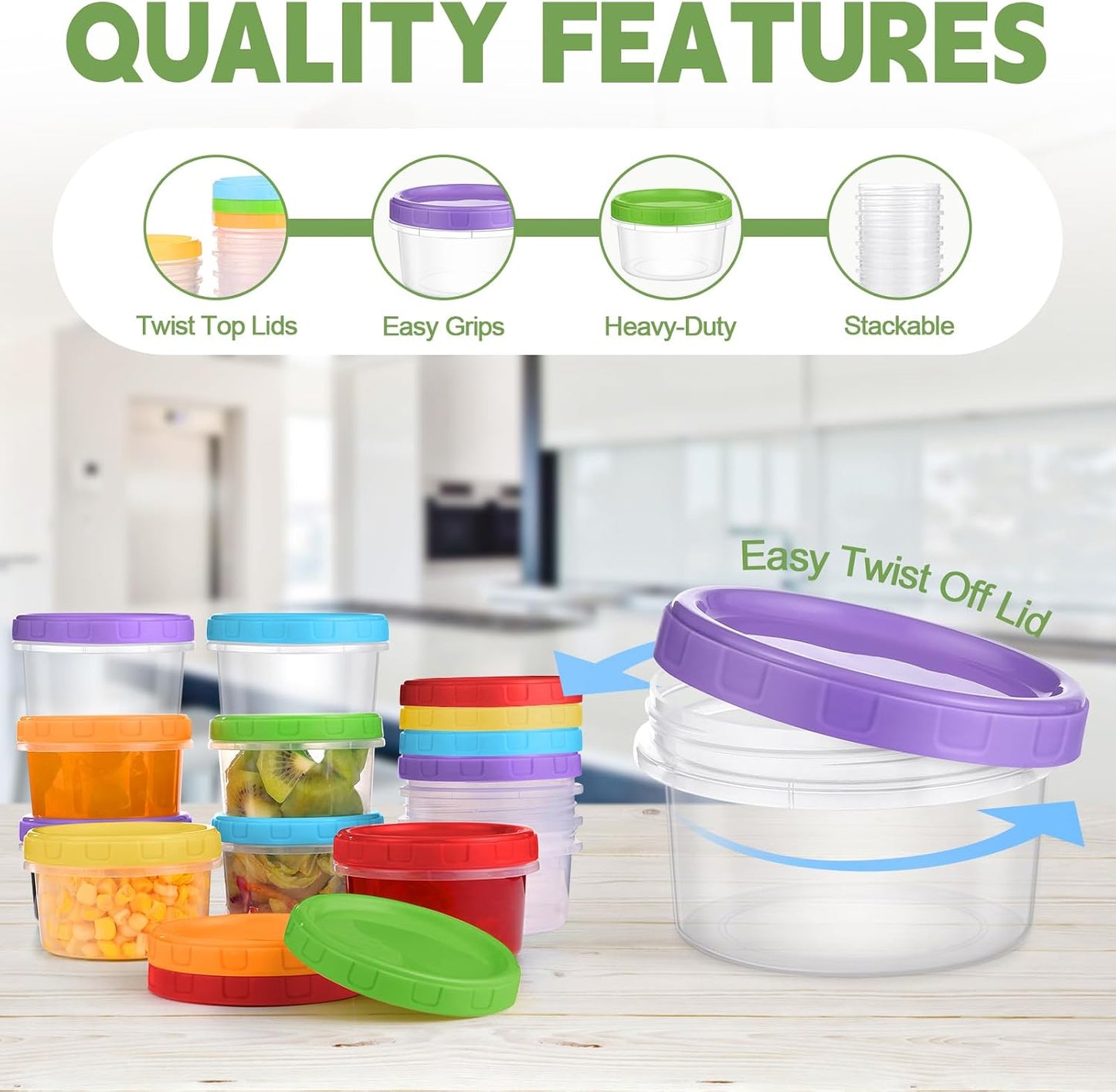 10 oz Plastic Containers with Lids, 12 Pack Stackable Small Freezer Container, Reusable Clear Food Storage Meal Prep Containers for Snack Fruit, Microwave & Dishwasher Safe