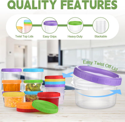 10 oz Plastic Containers with Lids, 12 Pack Stackable Small Freezer Container, Reusable Clear Food Storage Meal Prep Containers for Snack Fruit, Microwave & Dishwasher Safe