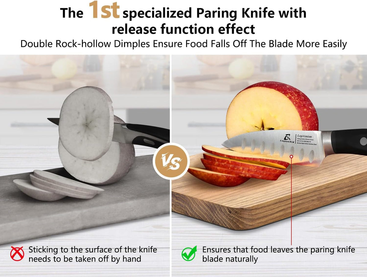 CoquusAid 5 inch Kitchen Utility Knife, Serrated Blade Tomato Knife