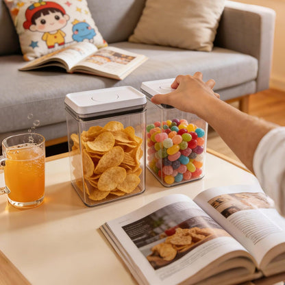 Airtight Pop Top Food Storage Container Sets with Lids 6Pcs Round Rectangle Pop Containers for Kitchen Pantry Organization BPA-Free Stackable Kitchen Storage for Cereal Flour Sugar 0.6qt *4, 3.6qt *2