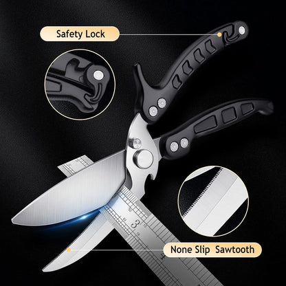 DRAGON RIOT Heavy Duty Poultry Shears - A Must Have Kitchen Shears for Chicken and Meat Cutting - Dishwasher Safe and Stainless Food Kitchen Scissors for Thanksgiving