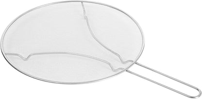 Restaurantware Splatter Screen 1 Count 13" Fine Mesh Cover Stainless Steel Splatter Guard with Resting Feet Cooking Protector for Frying Pan, Cooking Pots, Saute, Grease and Oil, Kitchen Tool