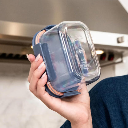LocknLock LBF404RS5N Bisfree Modular Plus Food Storage Containers for Lunch, Meal Prep, Stackable, BPA-Free, Leakproof, Microwave, Dishwasher, Freezer-Safe, 10 Pieces, 5 Boxes and 5 Lids, Navy, 910ml