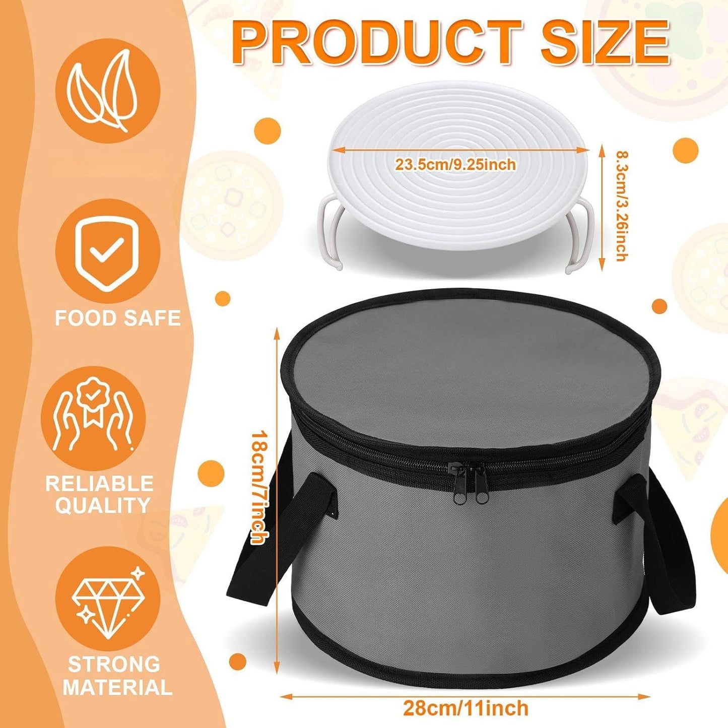 Yaomiao 2 Set Round Pie Carrier 11 x 7 Inch with Dish Tray Plate Stacker Insulated Casserole Carrier with Lid and Handle Reusable Cooler Thermal Bag for Cold Food for Potluck Picnic (Black and Purple)