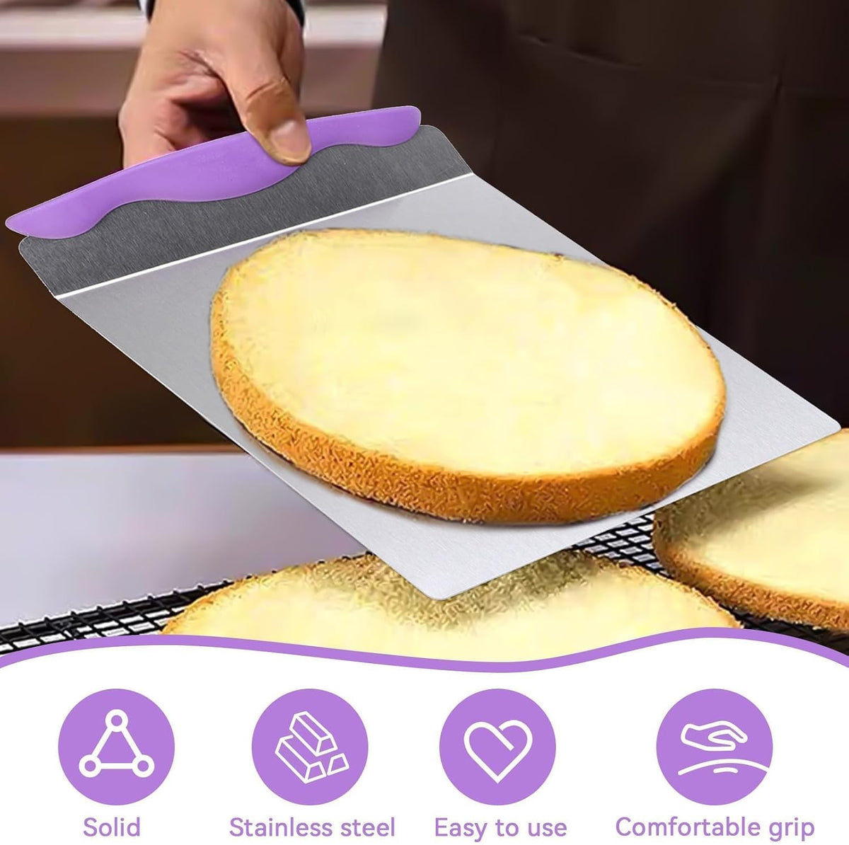 2 Pcs Cake Lifter, Stainless Steel Pizza Transfer Tray Cake Spatula Moving Plate Cake Lifter Shovel Pastry for Kitchen Bread Pastry Baking