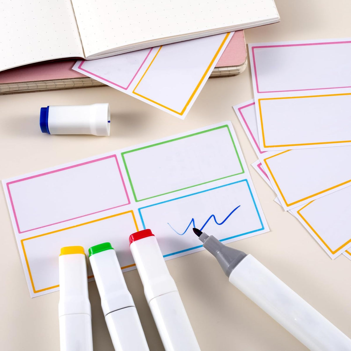 480 Pcs Dry Erase Labels, Dry Erase Stickers, Waterproof Sticker Labels, Removable Labels Easy Peel Off, Reusable Sticky Notes for Food Containers, Office (Retro, Small)