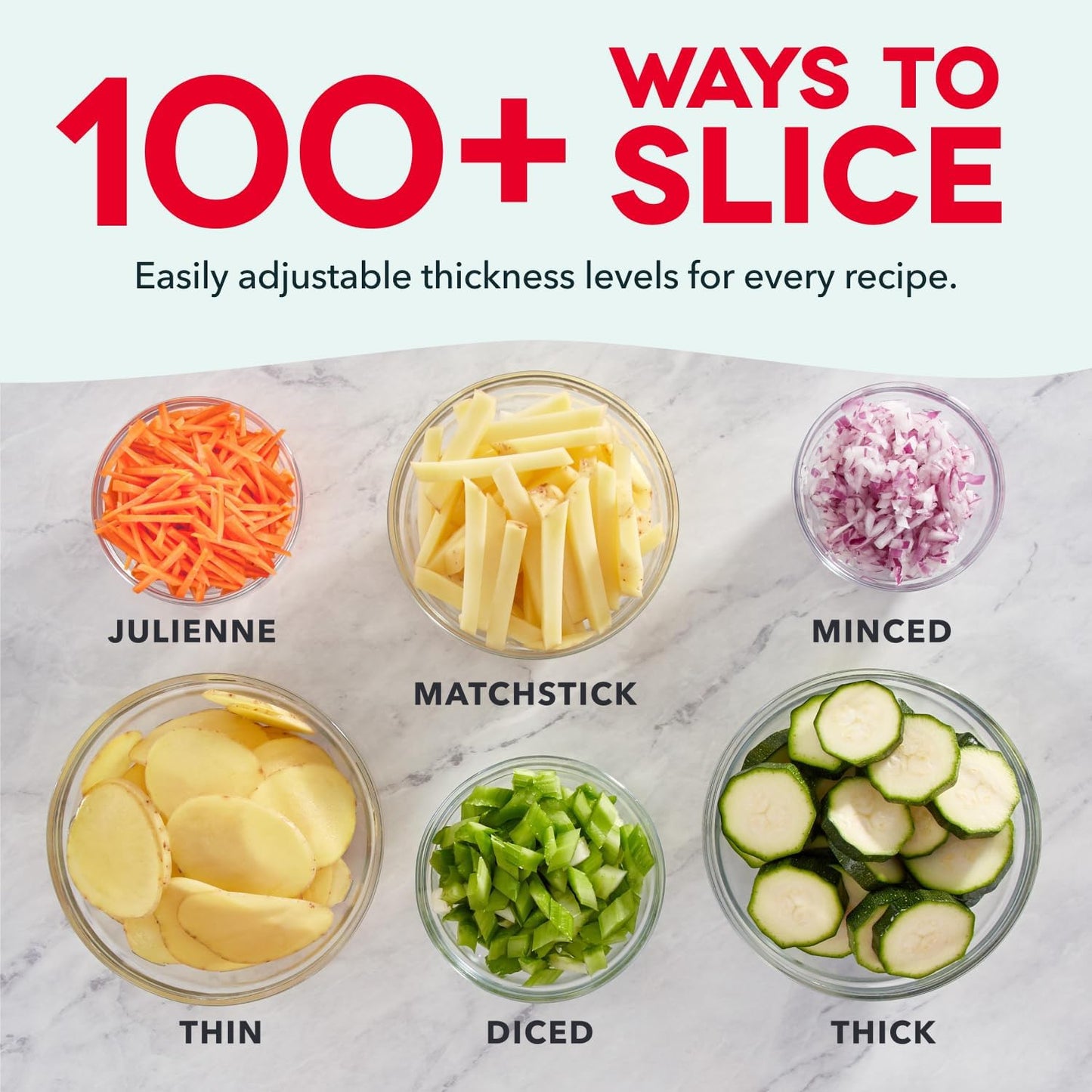Dash Safe Slice® Mandoline - Compact, Foldable Food Slicer - Slice, Dice, Julienne & More - Perfect for Quick Food Prep - Recipe Guide Included - Cool Grey