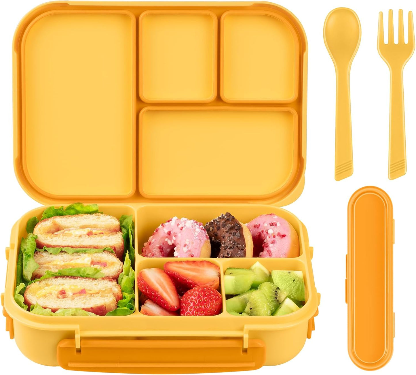 Amathley Lunch Box Kids,Bento Box Adult,Leakproof Lunch Containers for Adults/Kids/Toddler,1200ML-4 Compartments bento Lunch box with Utensil,Microwave & Dishwasher & Freezer Safe (Pink Berry)