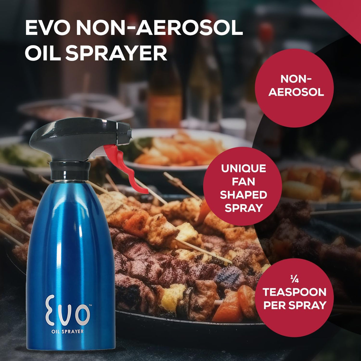Evo Oil Sprayer 18/8 Stainless Steel, Non-Aerosol for Olive, Cooking Oils, and Vinegars, Silver, 16-Ounce Capacity
