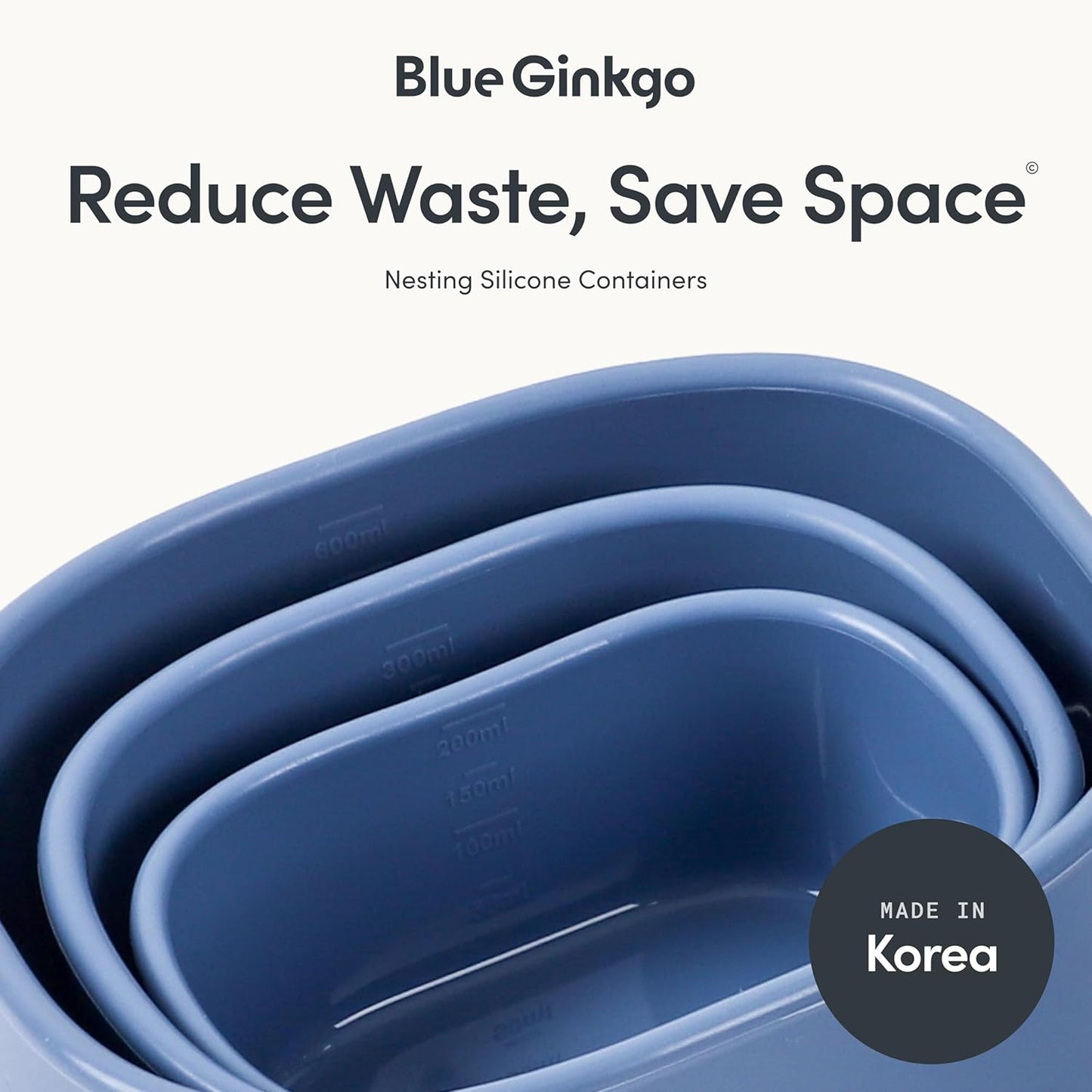 BLUE GINKGO Nesting Silicone Containers - Set of 3 Hard-Shell Silicone Food Storage Containers | BPA Free, Airtight, Dishwasher and Freezer Safe (6.7oz, 10oz, 20oz) - Green