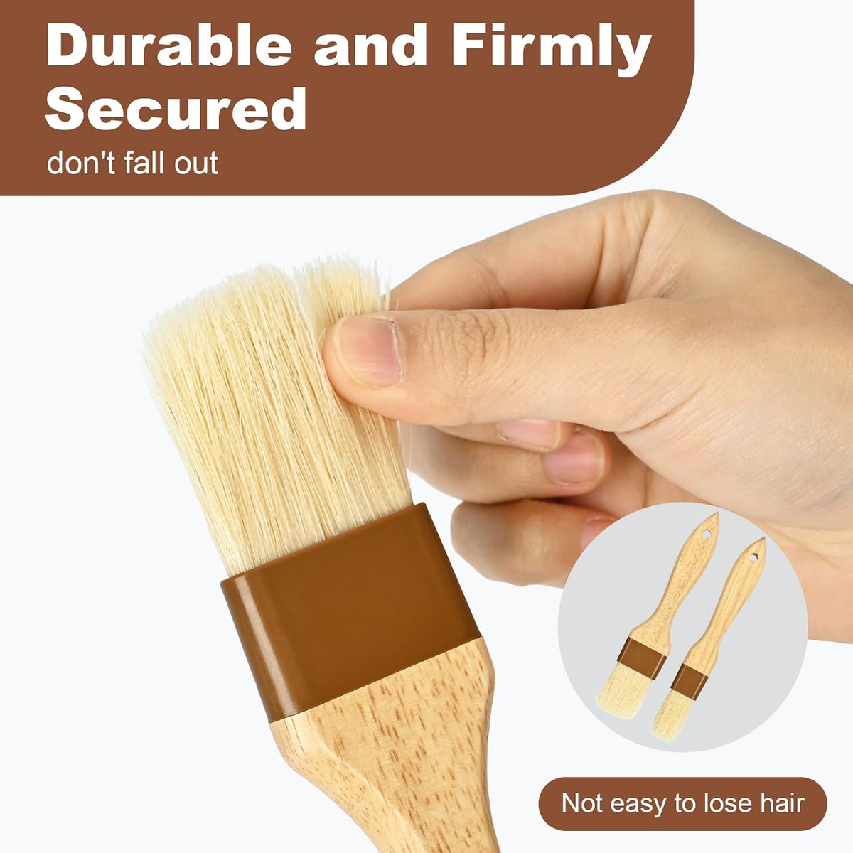 Pastry Brush, Natural Bristle Basting Brush for Cooking and Baking, Premium BBQ Brushes for Butter, Oil, Egg, Sauce, Turkey, Marinade and Kitchen Food by SFIUYLB