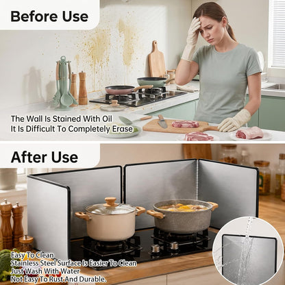 2 Pcs Grease Splatter Guard 2-Sided Stainless Steel Stove Splash Guard