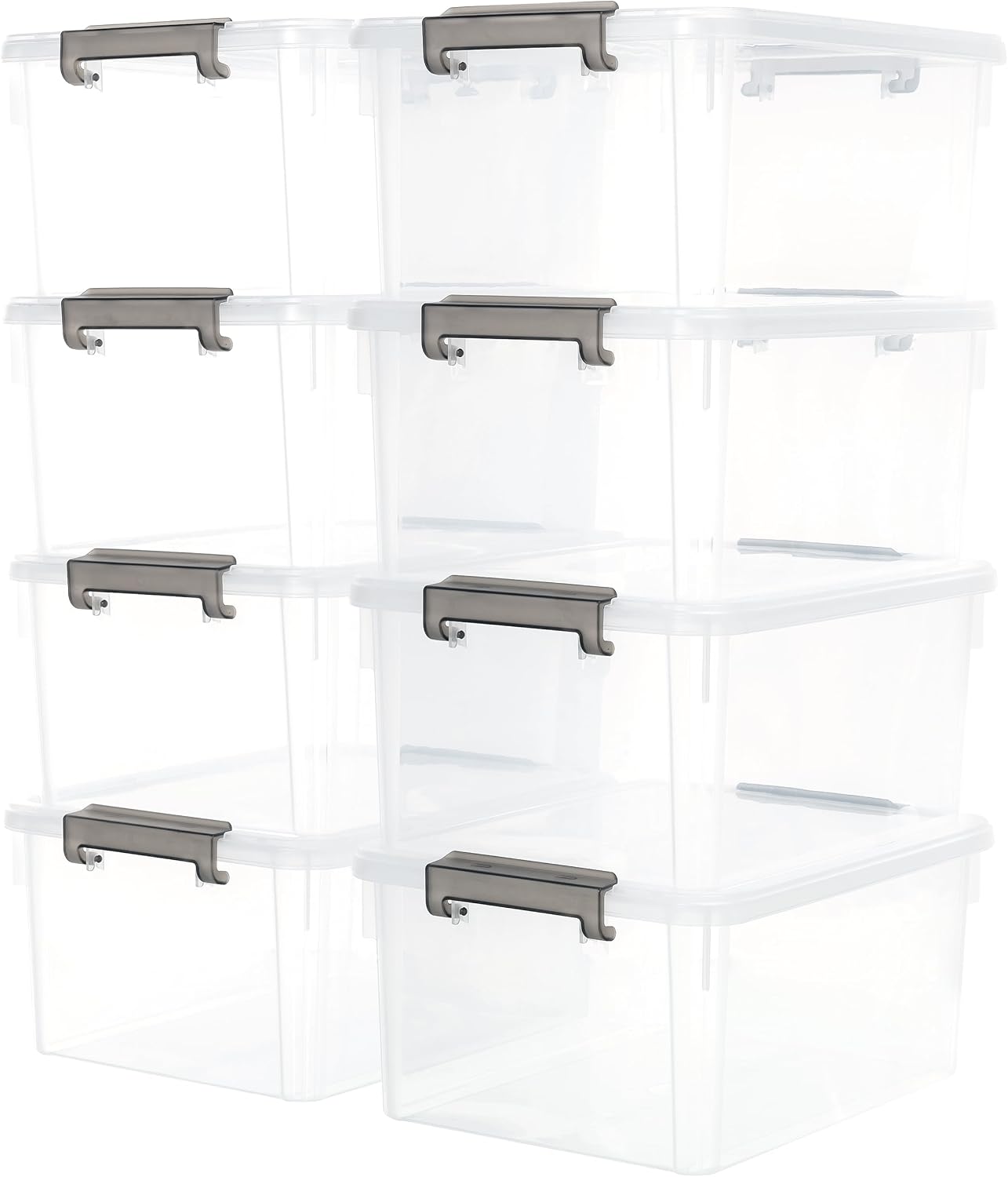 Citylife 32 QT Plastic Storage Bins with Latching Lids Stackable Storage Containers for Organizing Large Clear Storage Box for Garage, Closet, Kitchen, 4 Packs
