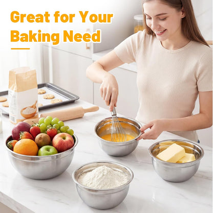 Beasea Stainless Steel Mixing Bowls, 5 Pack 1.5 QT Stackable Nesting Mixing Bowls with Airtight Lids, Metal Bowl with Lid for Baking, Meal Prepping, Salad, Serving, Food Storing