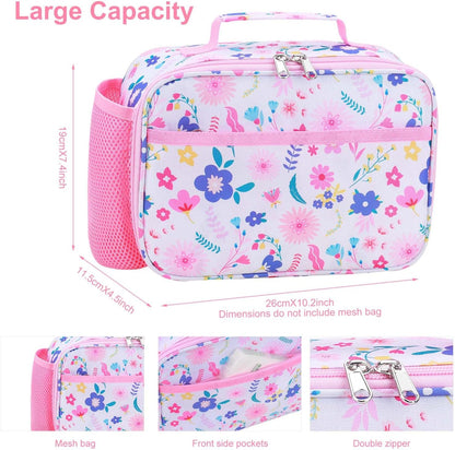 RHCPFOVR Kids Lunch Bag - Insulated Lunch Box for Boys Girls,Washable Lunch Bag and Reusable Toddler Leak-proof Lunchbox for School and Daycare - Colors A