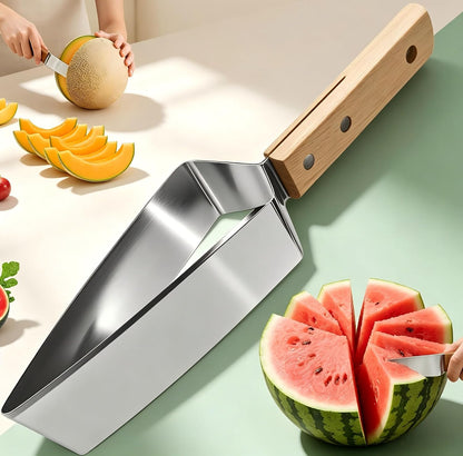 2pcs Multi functional Triangle Fruit Cutting Machine Portable Watermelon, Melon, and Apple Slicer with Wooden Handle